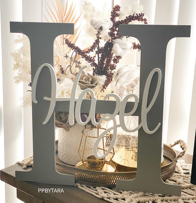 First Initial - with name on overlapping large Initial