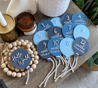 Hot air balloon Milestones discs - layered acrylic