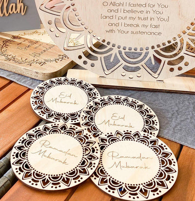 Dual Ramadan Mubarak and Eid Mubarak placecards