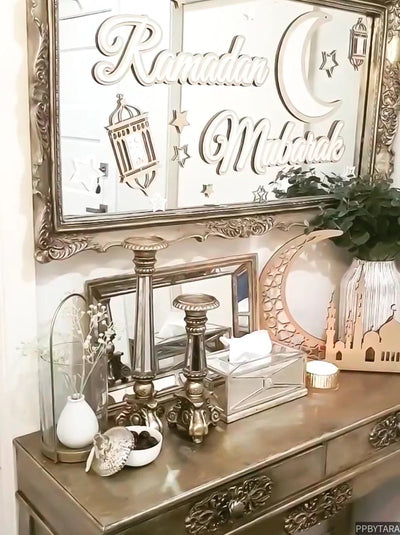 Ramadan + Eid Mubarak layered set in great vibes font.