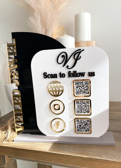 Half Arch and oval Icon business signage with QR code